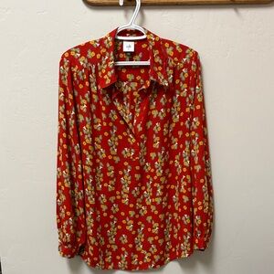 Cabi red floral top